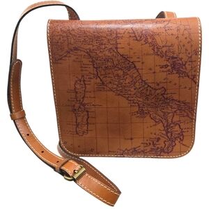 Patricia Nash Granada Signature Map Print Brown Crossbody Shoulder Bag Leather